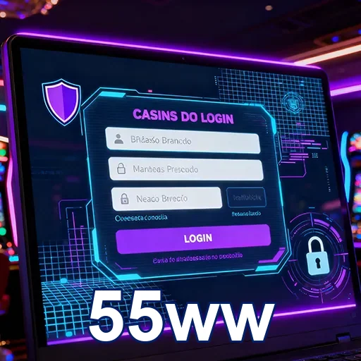 Imagem do site 55ww mostrando a tela de login para acesso a casinos online.