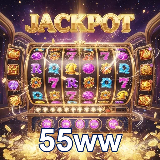 Máquina caça-níqueis jackpot no site 55ww, repleta de símbolos e emoção.